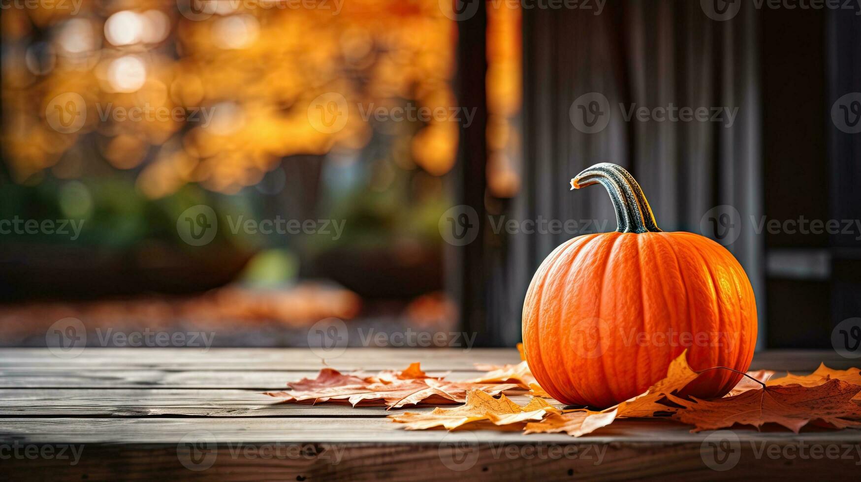 Portrait pumpkin on the table AI Generative photo