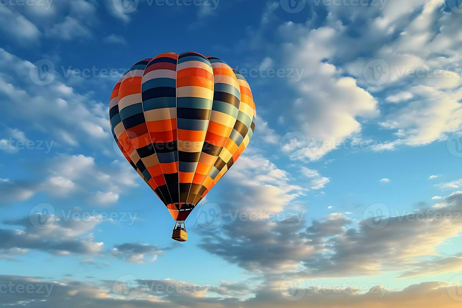 Colorful air balloon flying in the sky, ai generative photo
