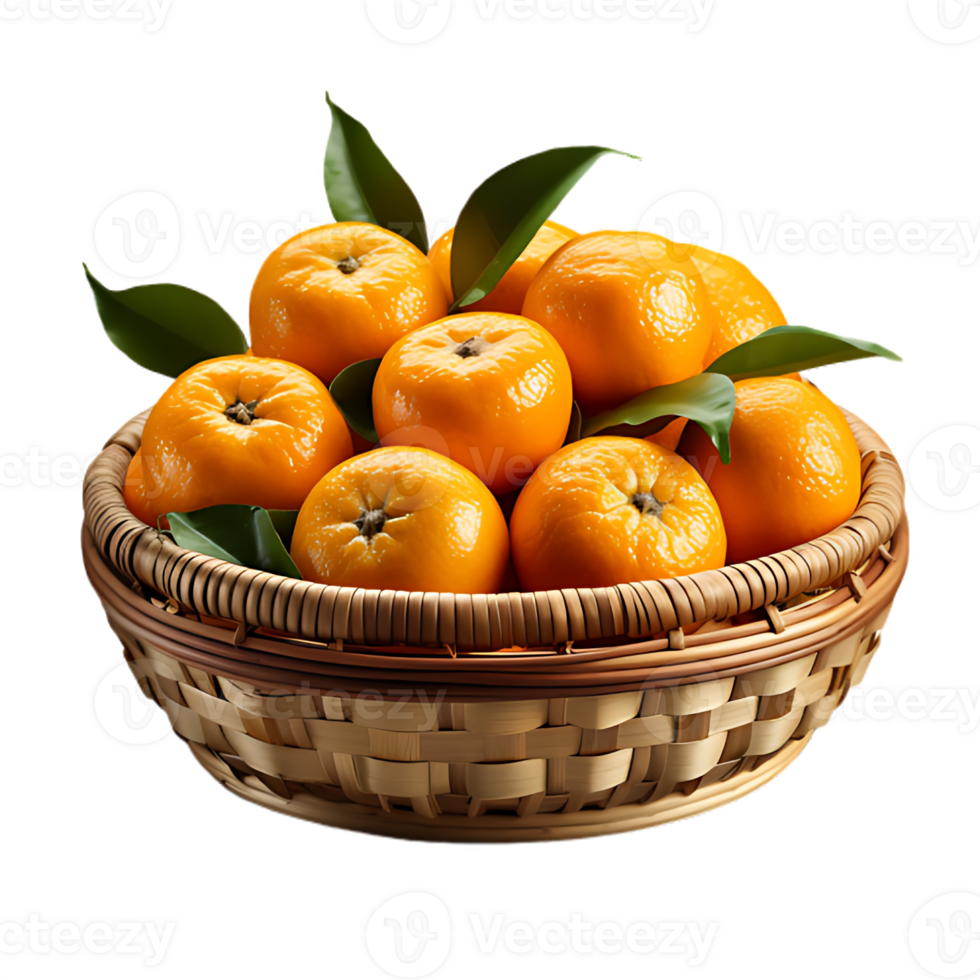 Basketful of tangerins, ai generative png