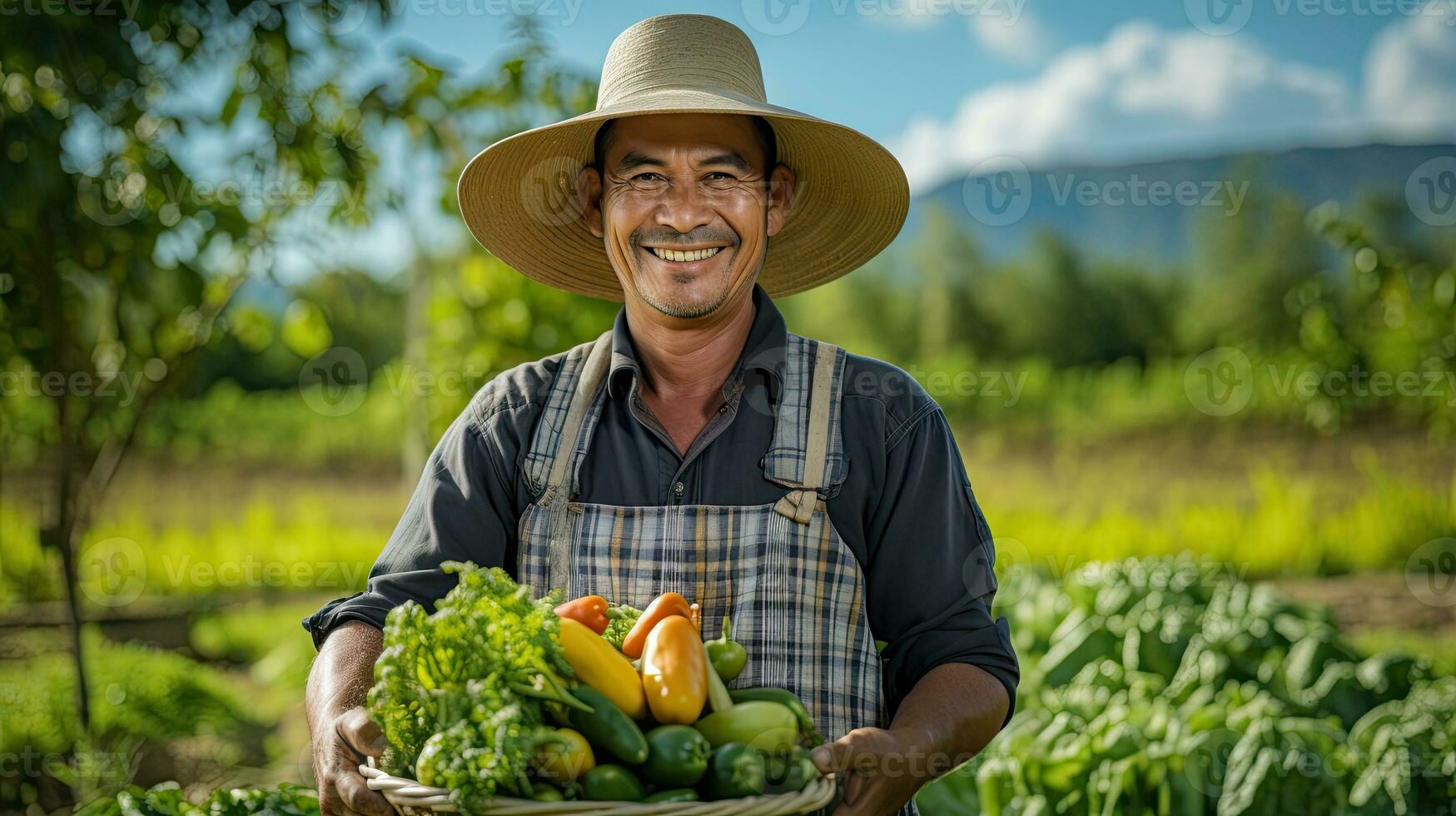 retrato granjero cosecha vegetales ai generativo foto