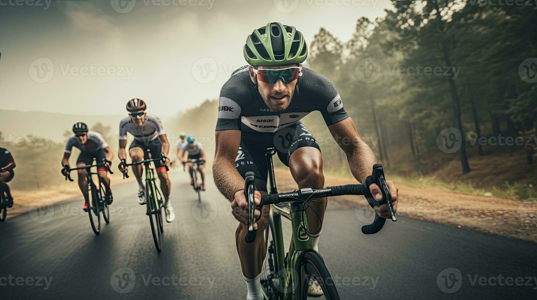 retrato profesional ciclista carrera ai generativo foto