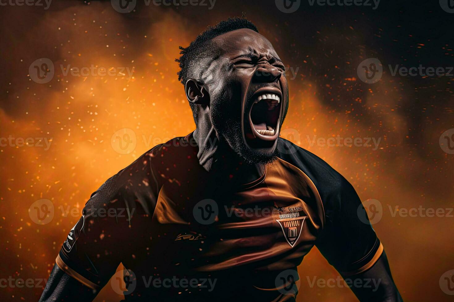 Portrait soccer player with backlight AI Generative photo