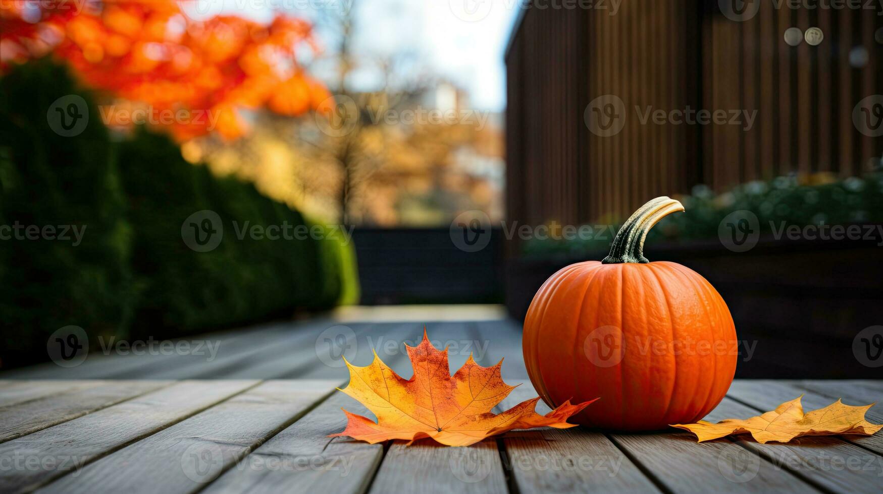 Portrait pumpkin on the table AI Generative photo