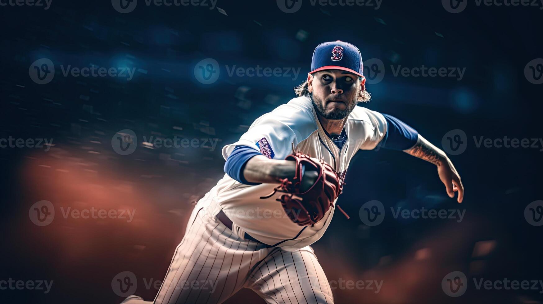 Professional baseball player throw the ball photo