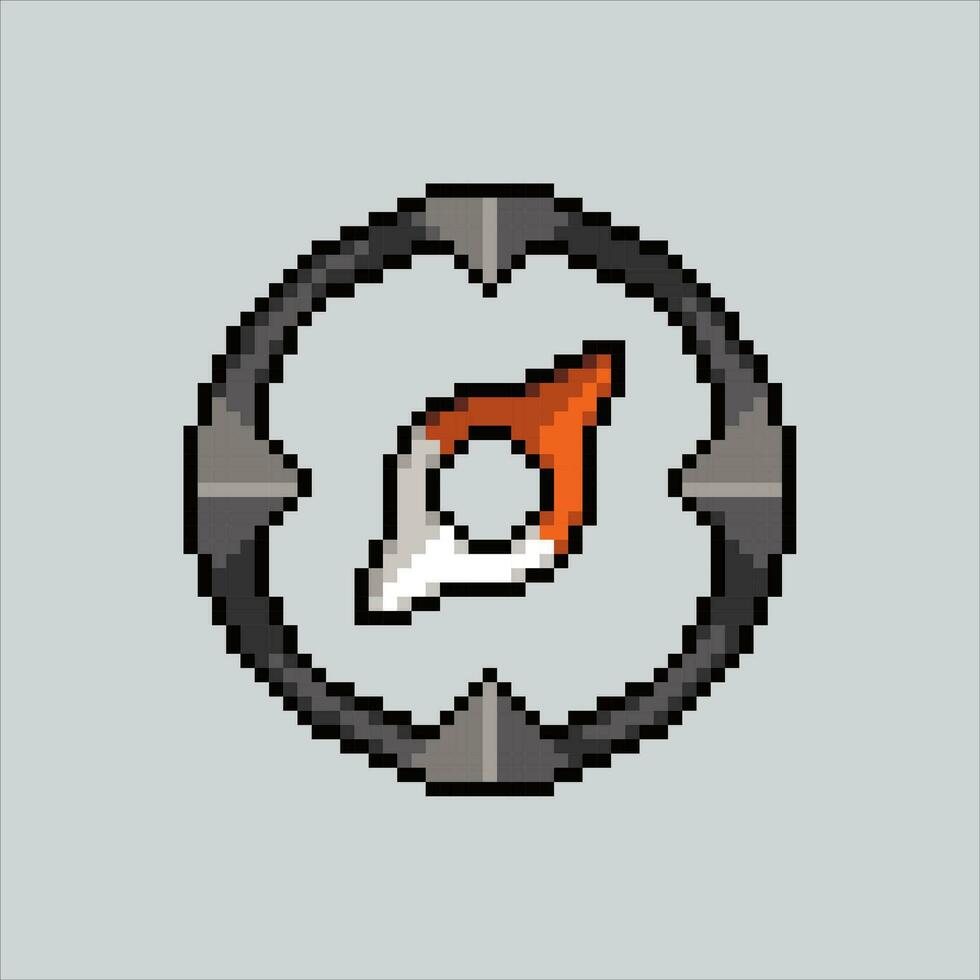 Pixel art illustration Compass. Pixelated compass. Ocean Ship compass icon pixelated for the pixel art game and icon for website and video game. old school retro. vector