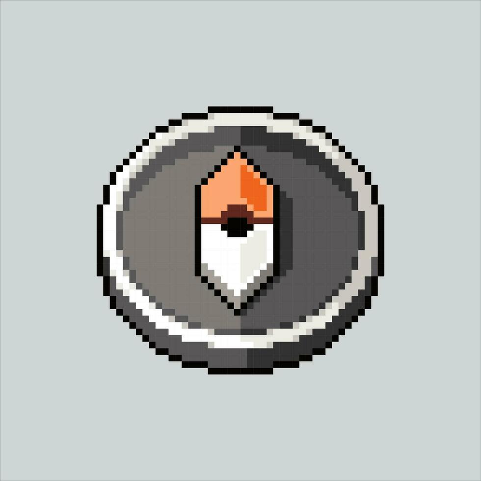 Pixel art illustration Compass. Pixelated compass. Ocean Ship compass icon pixelated for the pixel art game and icon for website and video game. old school retro. vector