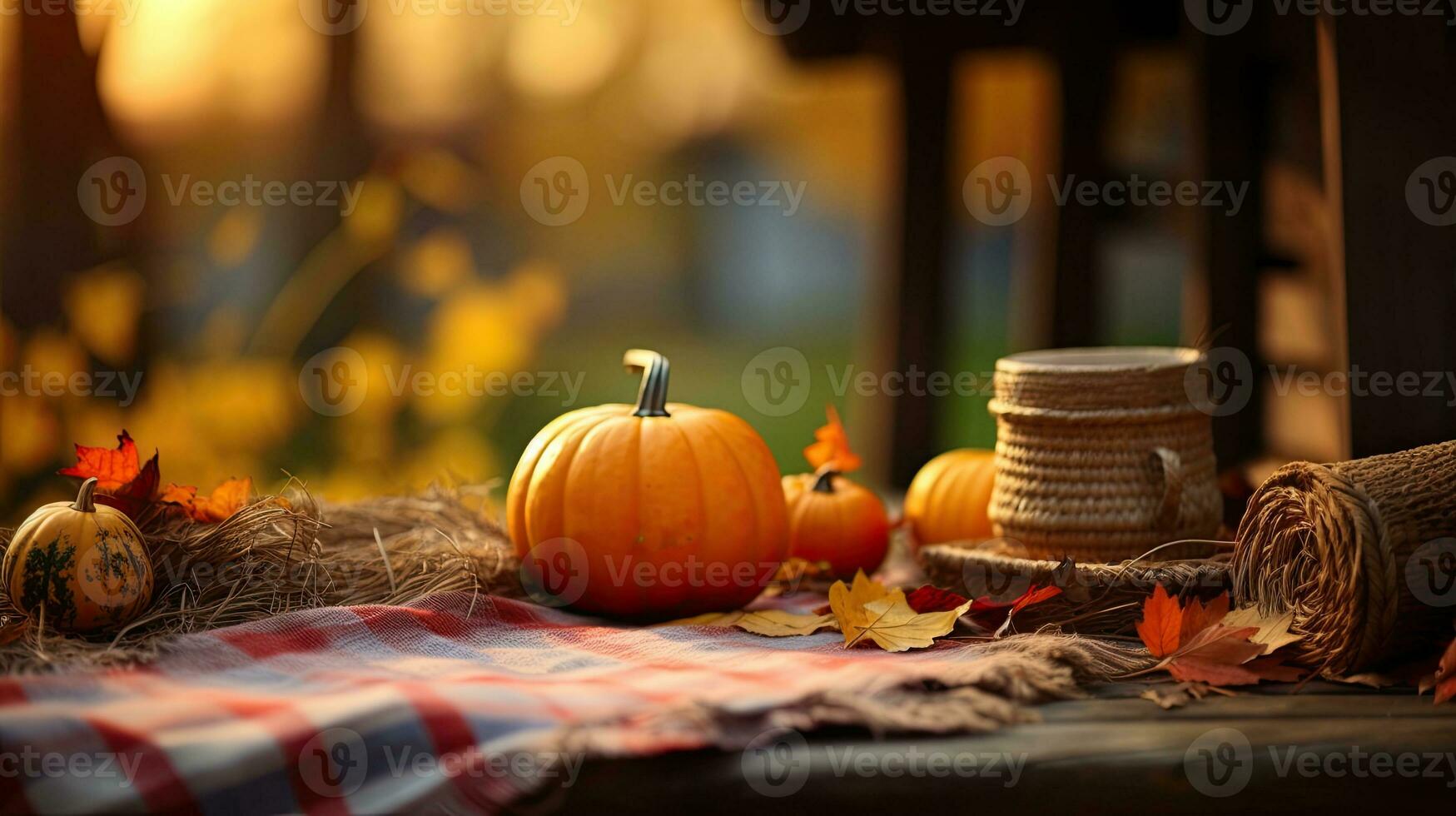 Portrait pumpkin on the table AI Generative photo