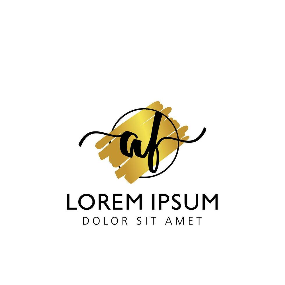 AF Initial Handwriting gold Brush Template Design vector