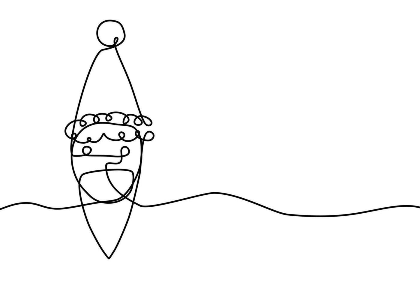 The Santa Claus icon is hand drawn in continuous lines. Christmas concept background with copy space. abstract linear vector illustration