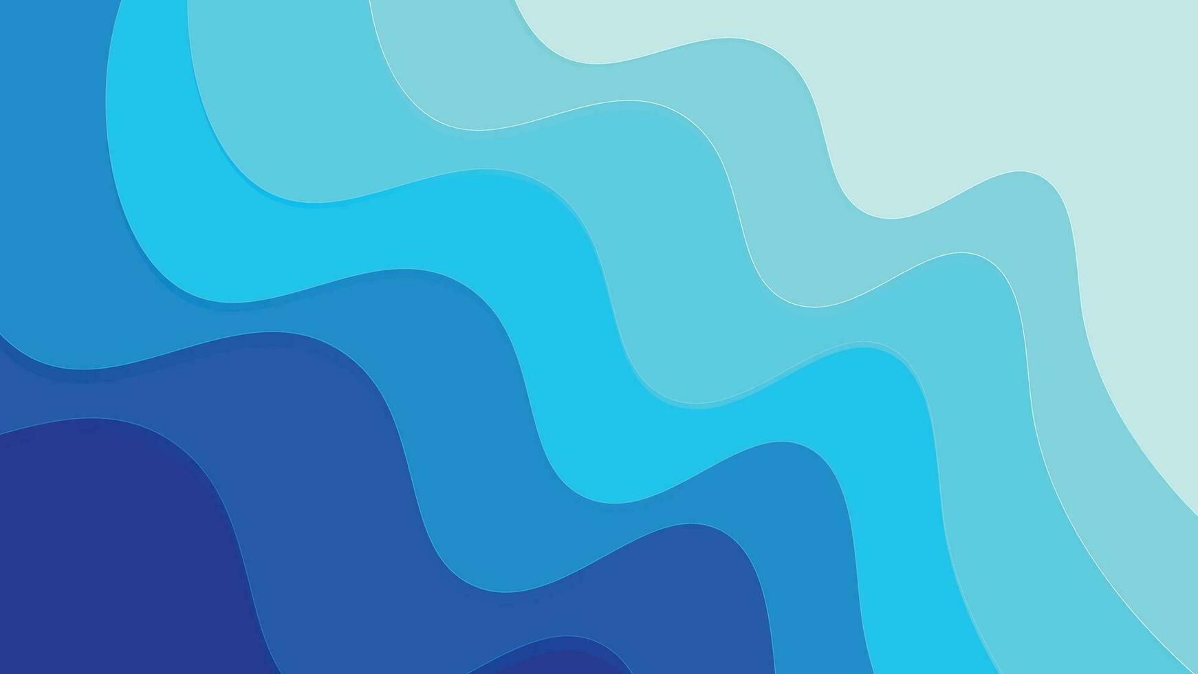 3D abstract blue wave paper cut background vector