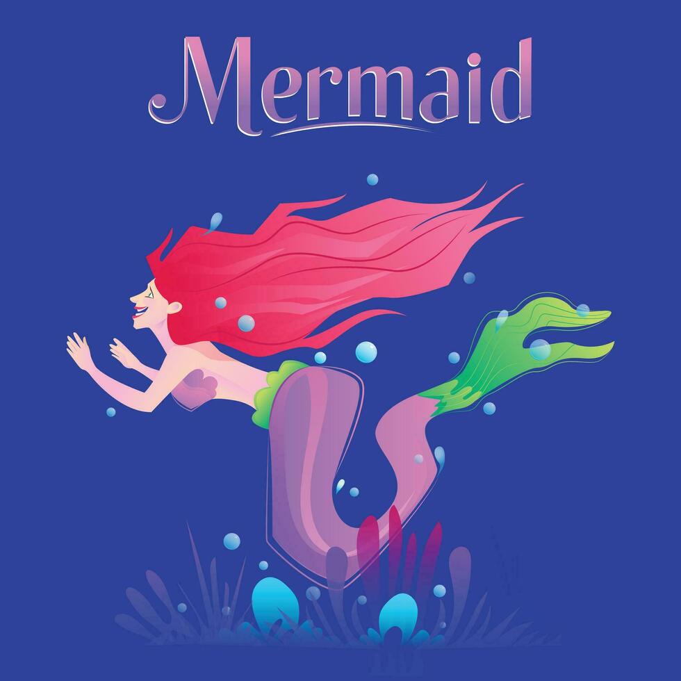 Mermaid girl character design, illustration vector, cute mermaid girl, cartoon vector