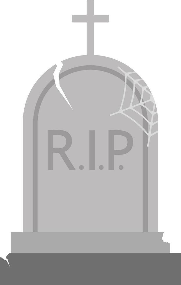 Grave icon vector for Halloween event celebration. Broken gravestone icon that can be used as symbol, sign or decoration. Tombstone icon graphic resource for happy Halloween vector design
