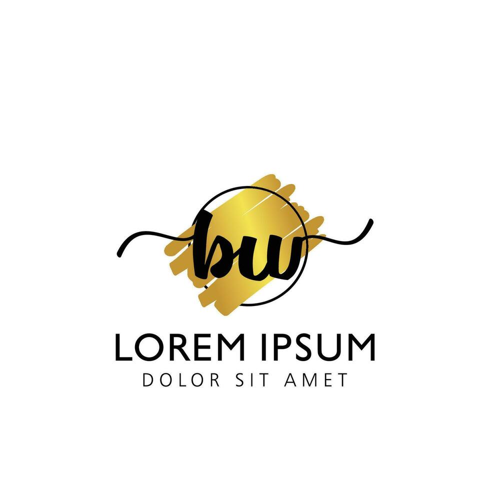 BW Initial Handwriting gold Brush Template Design vector