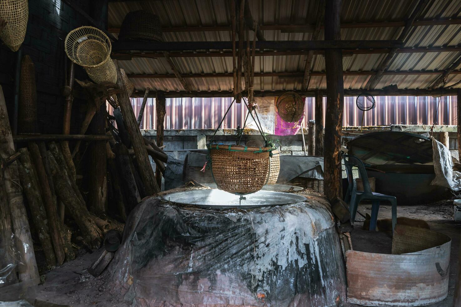 Ancient rock salt well in  Boklua Village At nan Thailand.Boklua is ancient Rock salt well in thailand .Thailand destination travel photo