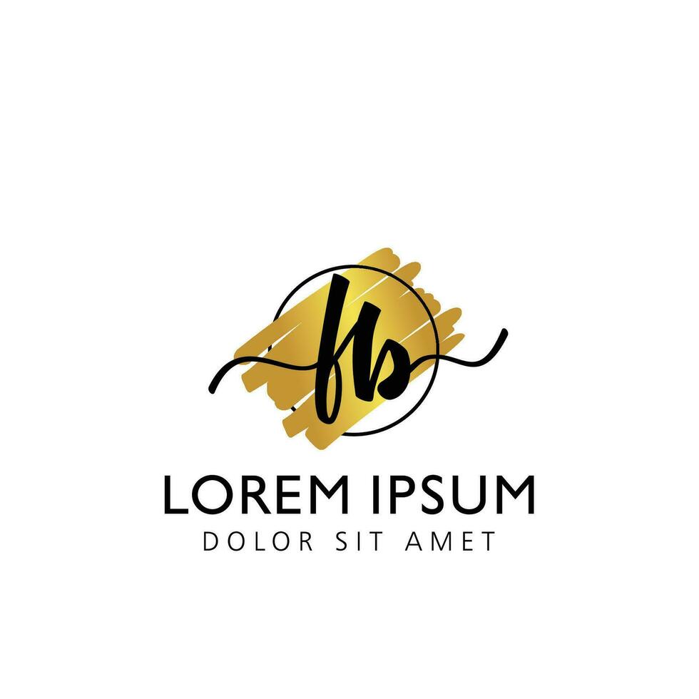 FB Initial Handwriting gold Brush Template Design vector