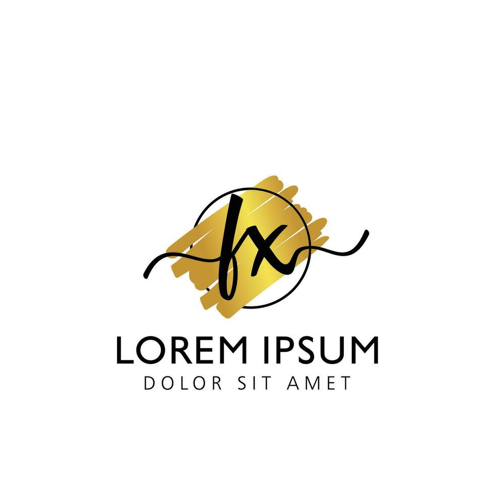 FX Initial Handwriting gold Brush Template Design vector