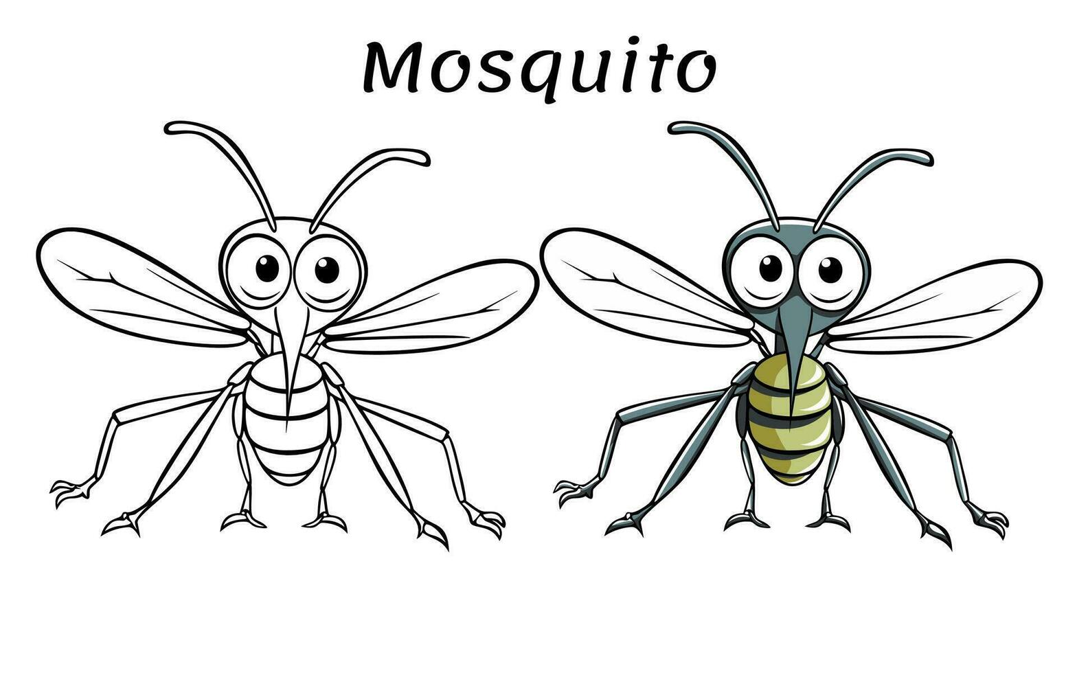 mosquito muy linda animal colorante libro bebé animal ilustración vector