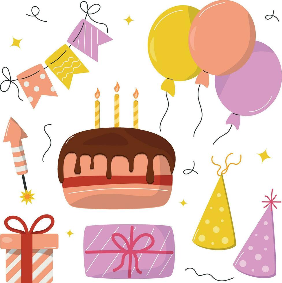 birthday party elements vector illustration