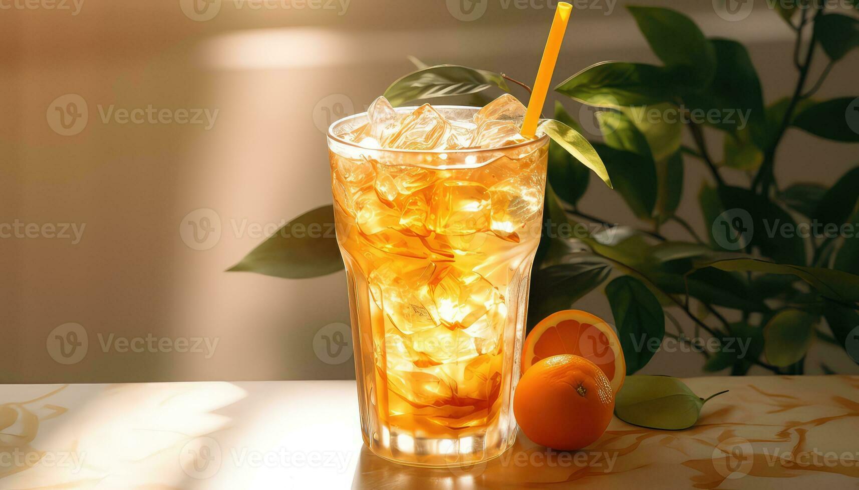 Traditional Vietnamese Orange Iced Drink AI generated photo