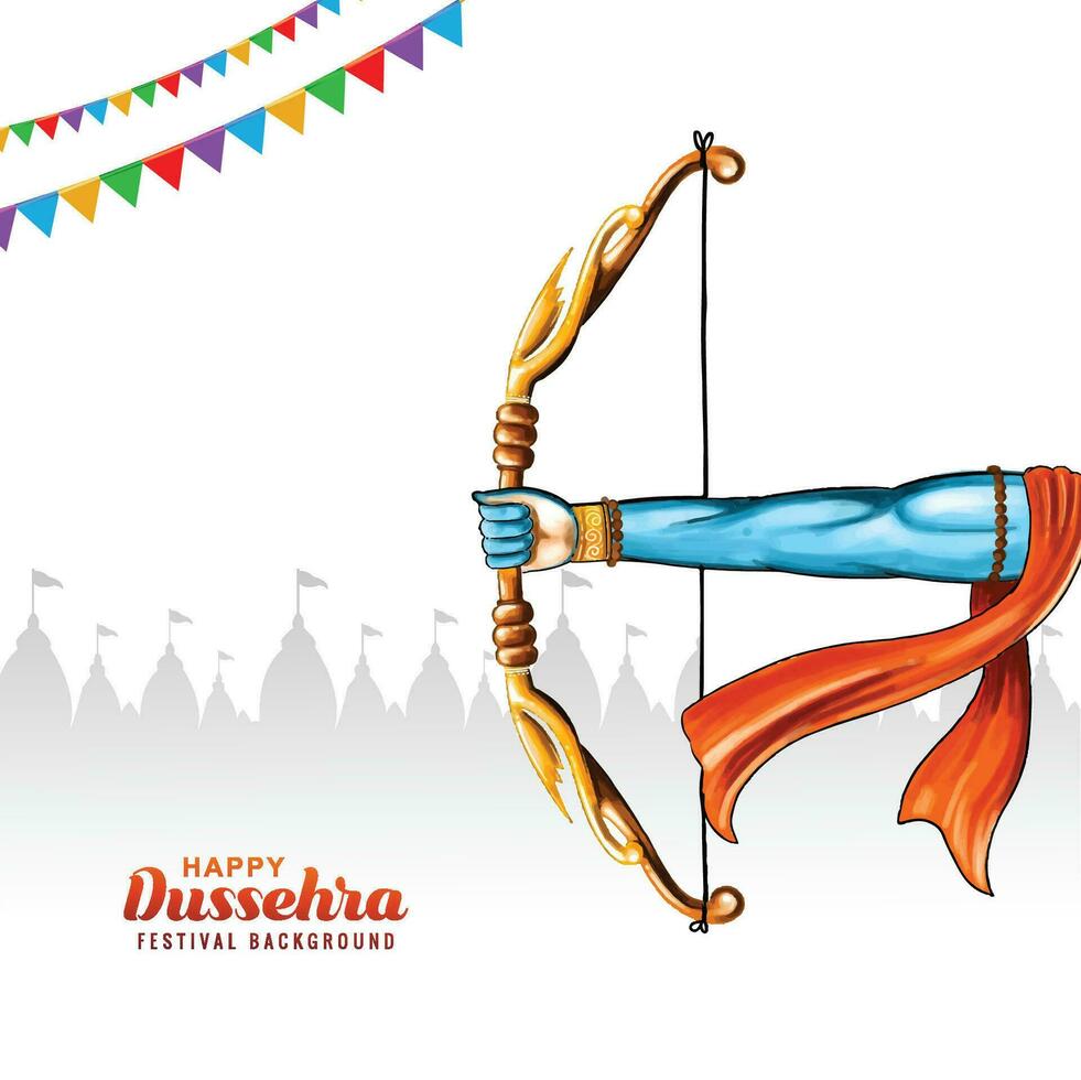 Illustration of bow and arrow in happy dussehra festival of india vector