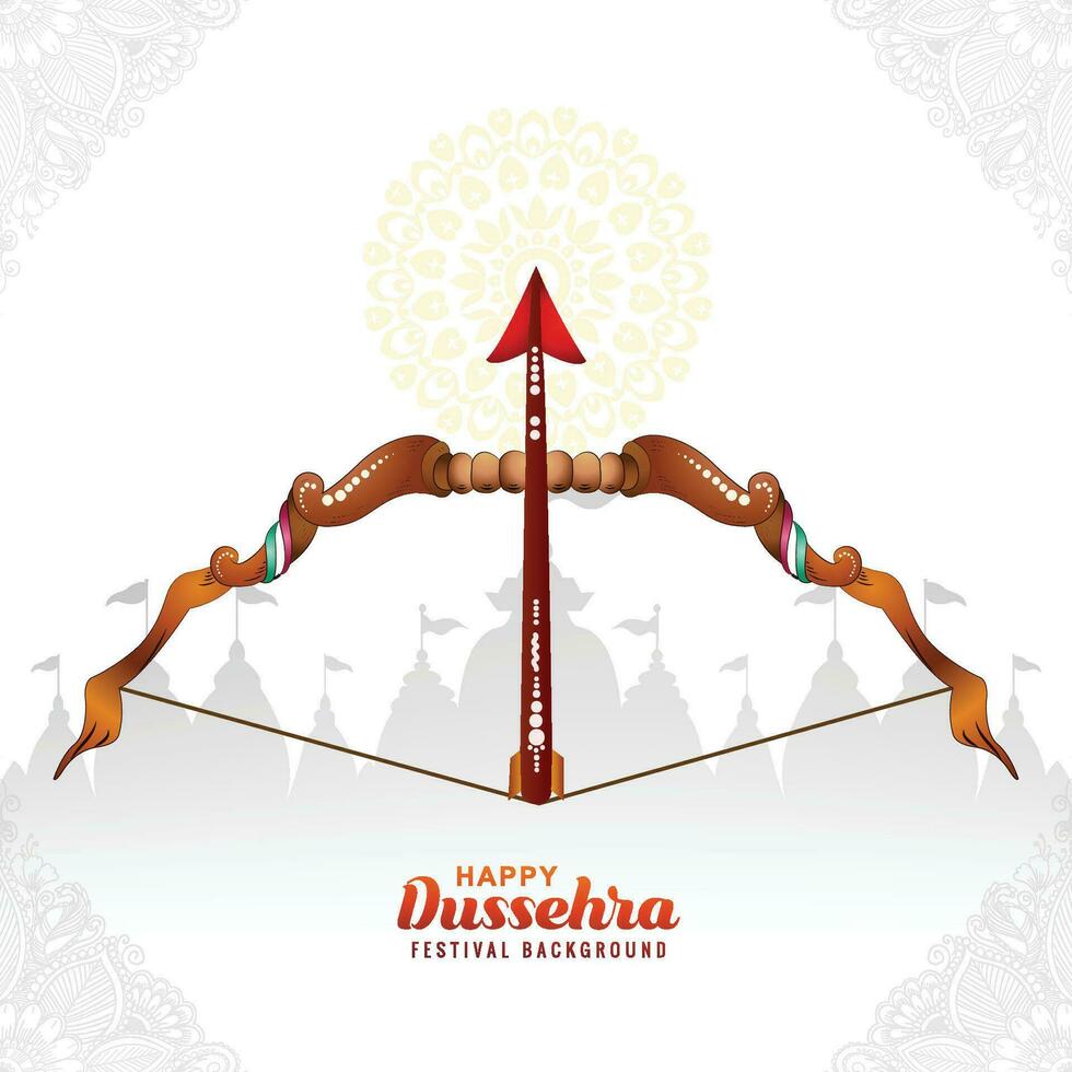 Happy dussehra card with bow and arrow background vector