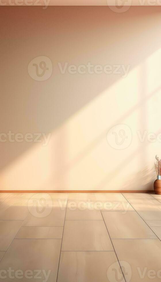 Beige Wall and Floor with Soft Right Light Detail AI generated photo