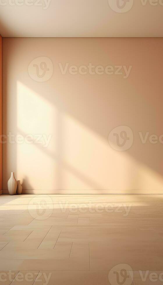 Beige Wall and Floor with Soft Right Light Detail AI generated photo