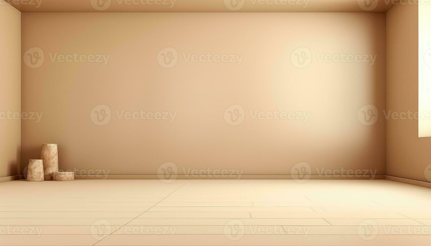 Beige Wall and Floor with Soft Right Light Detail AI generated photo