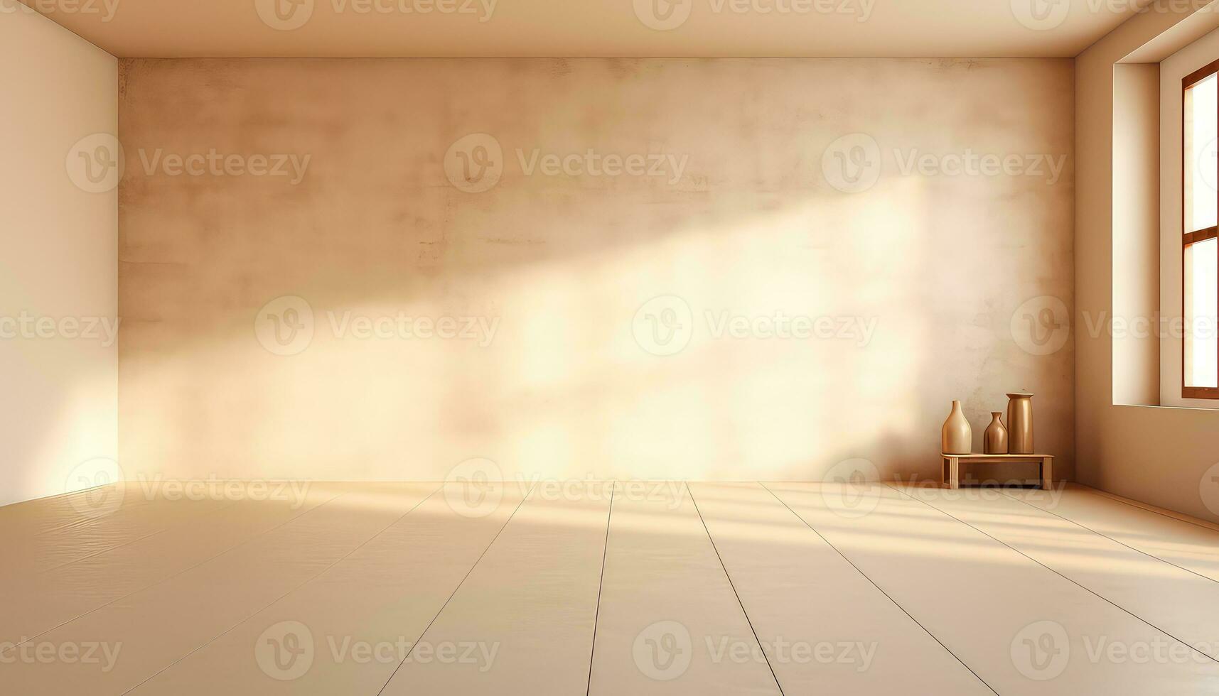 Beige Wall and Floor with Soft Right Light Detail AI generated photo