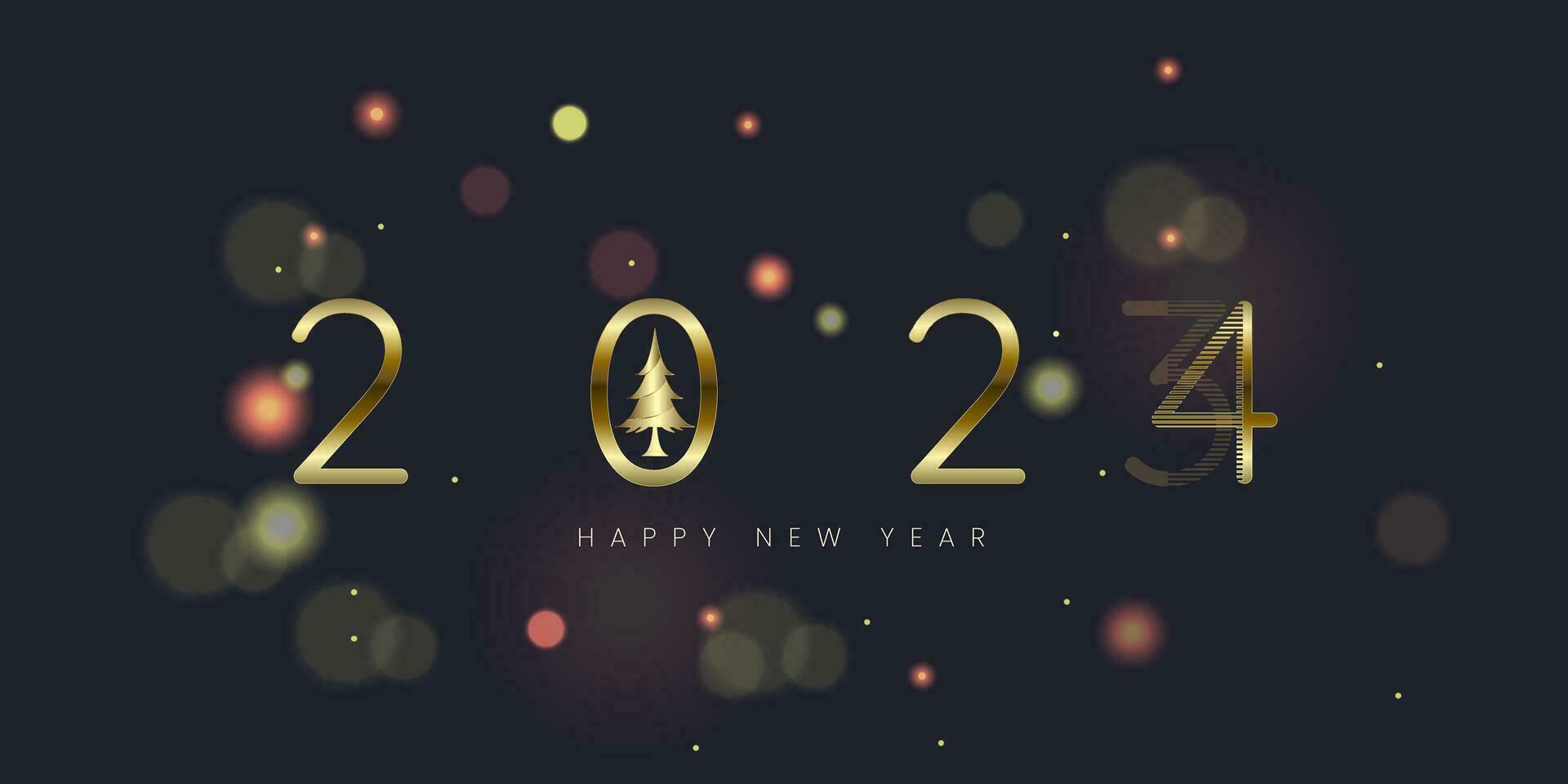 2024 Happy New Year and Merry Christmas With an illustration gold number. and 3Ds text Premium vector design for posters, banners