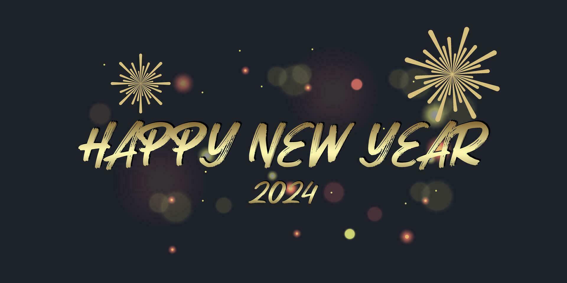 A 2024 Happy New Year With an illustration gold number. and Premium vector design for posters, banners, calendar and greetings banner design