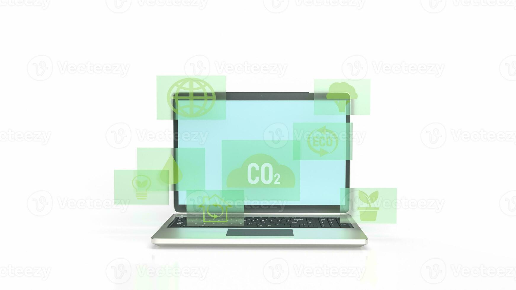 The eco icon on Notebook for Environmental technology 3d rendering photo