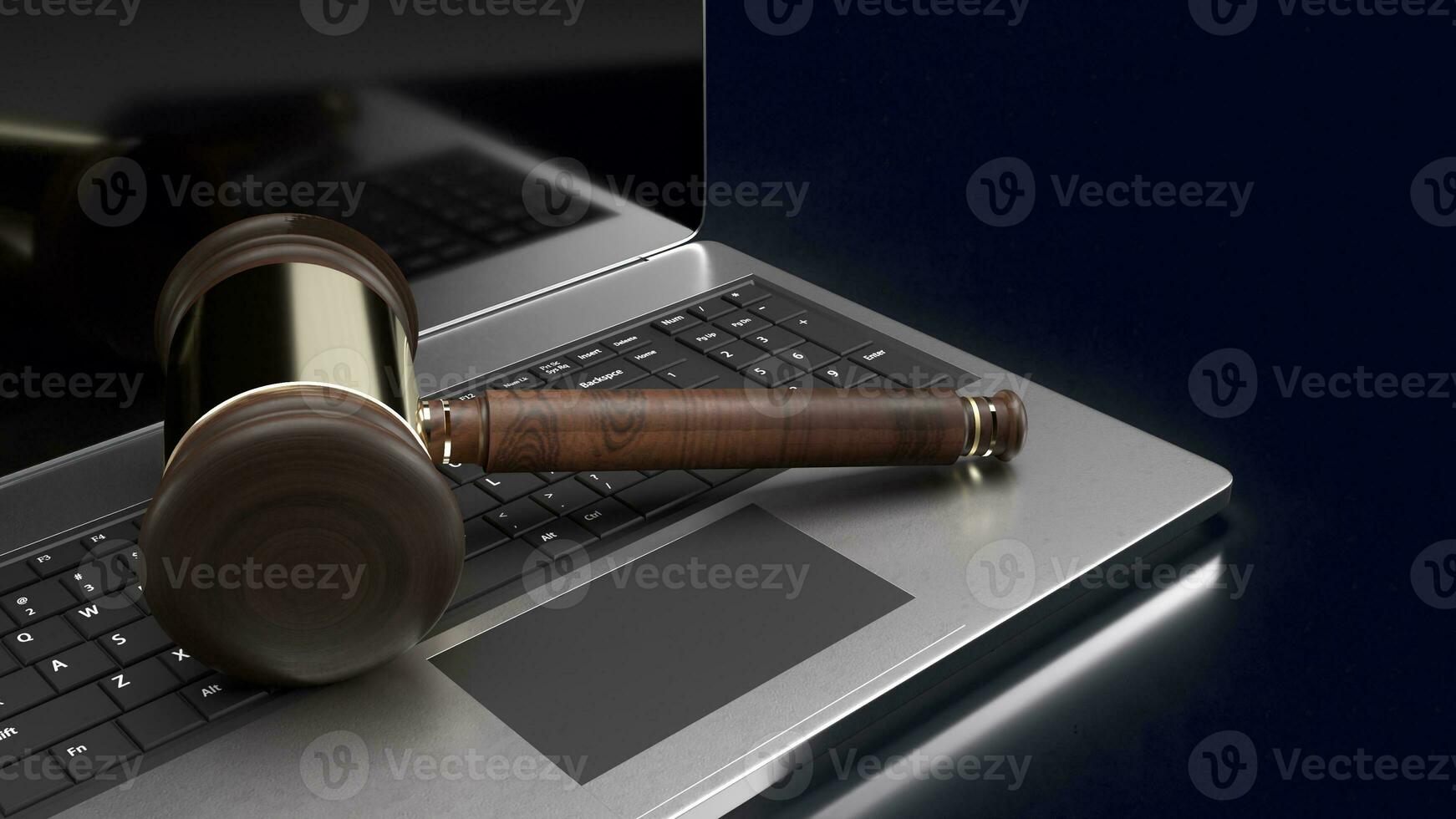 The hammer on notebook for law concept 3d rendering photo