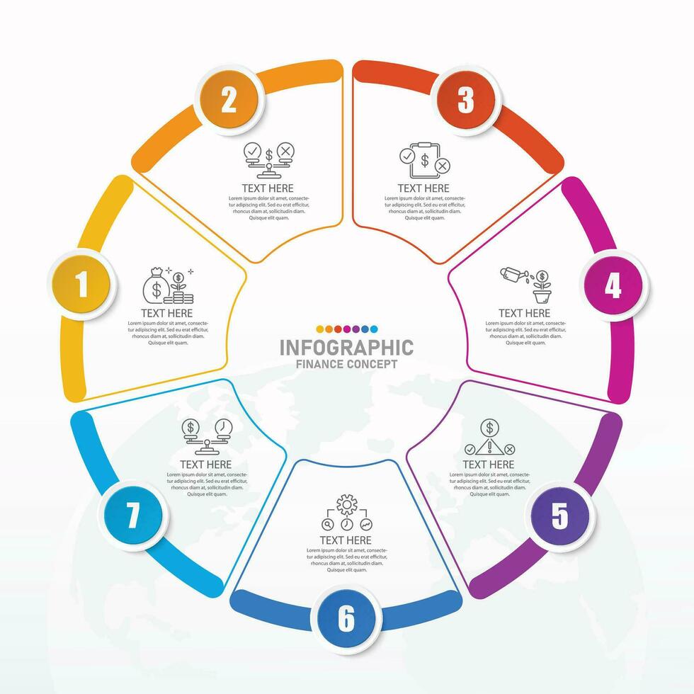 infografía con 7 pasos, procesos u opciones. vector