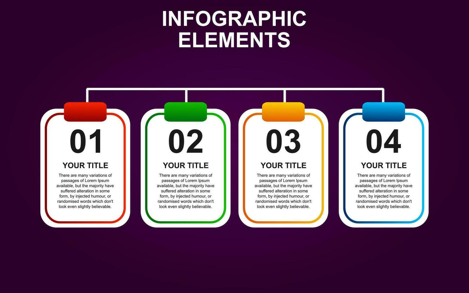 design infographic elements 4 steps options for presentations, posters, layouts, diagrams and banners with full color. vector