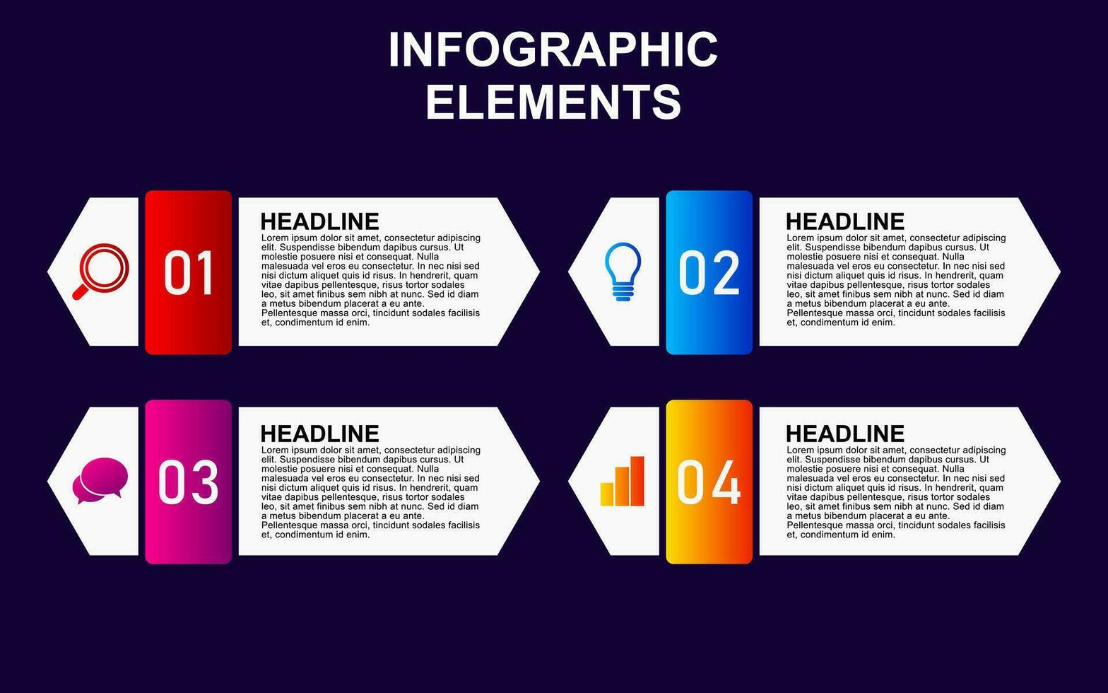 infographic element design with 4 colorful steps for presentation and business. infographic planning design for presentations. vector