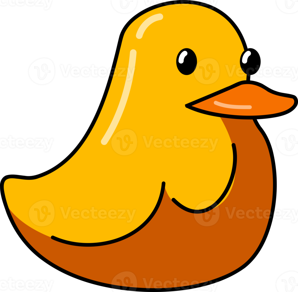 Cute yellow duck cartoon doodle icon png