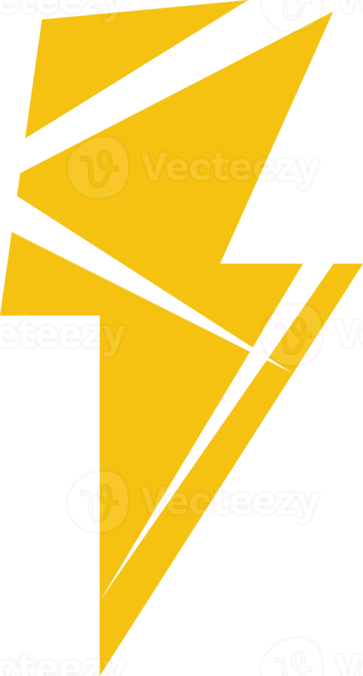 Yellow electric energy thunder bolt power icon png