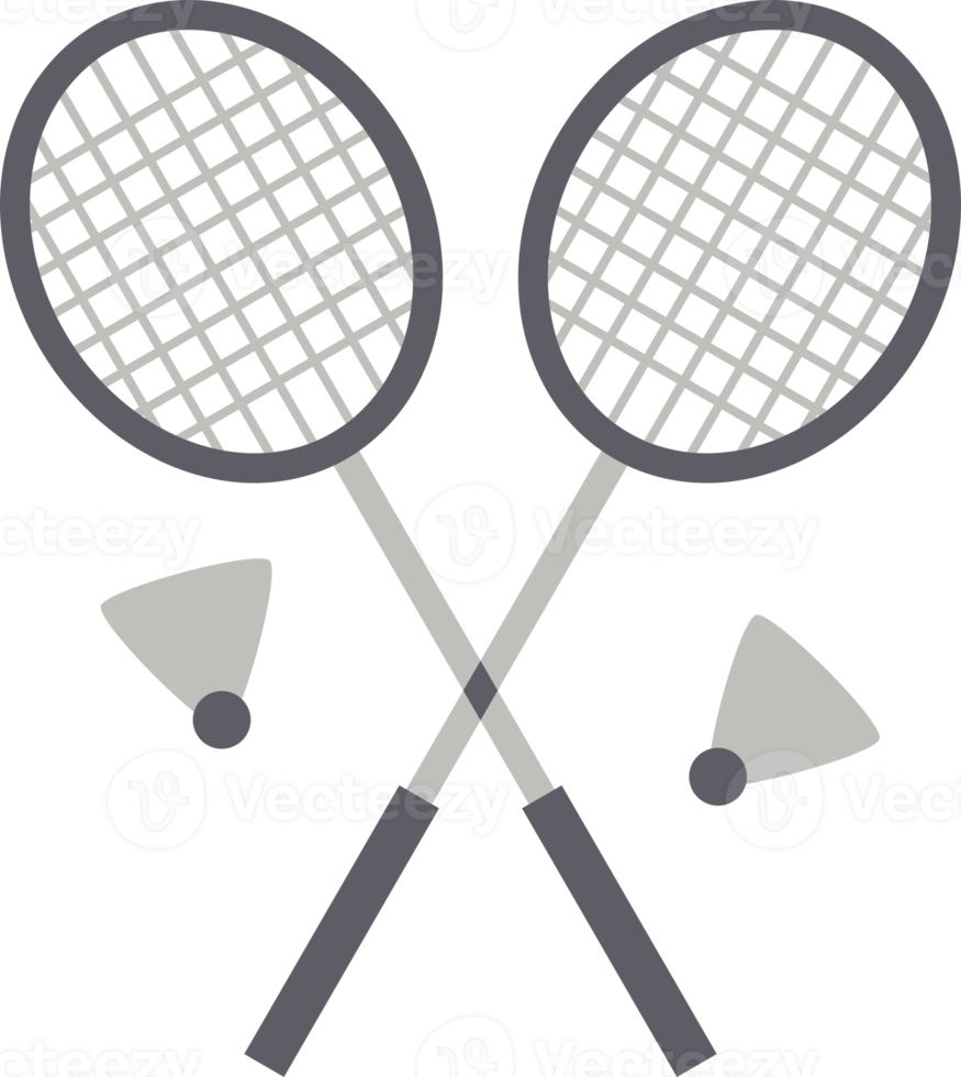 Badminton racket with shuttlecock sport icon png