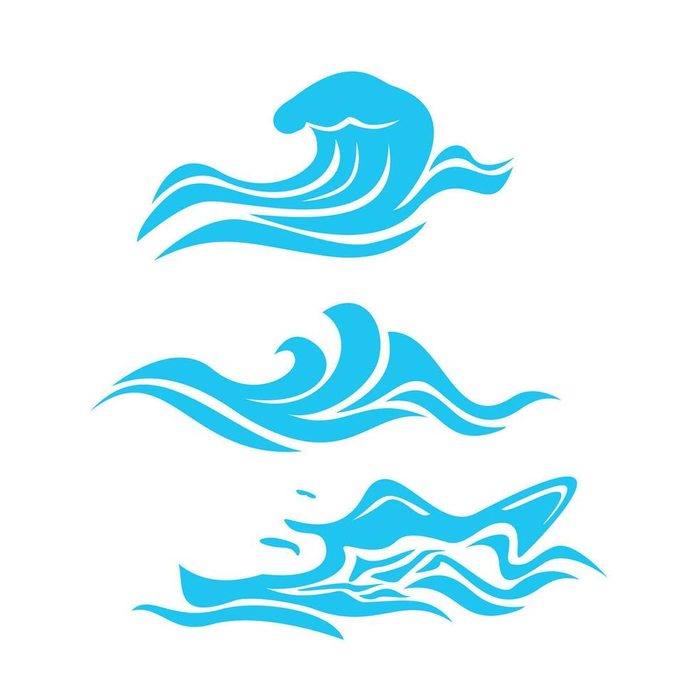 conjunto de ola icono diseño. fluido Oceano agua firmar y símbolo. vector