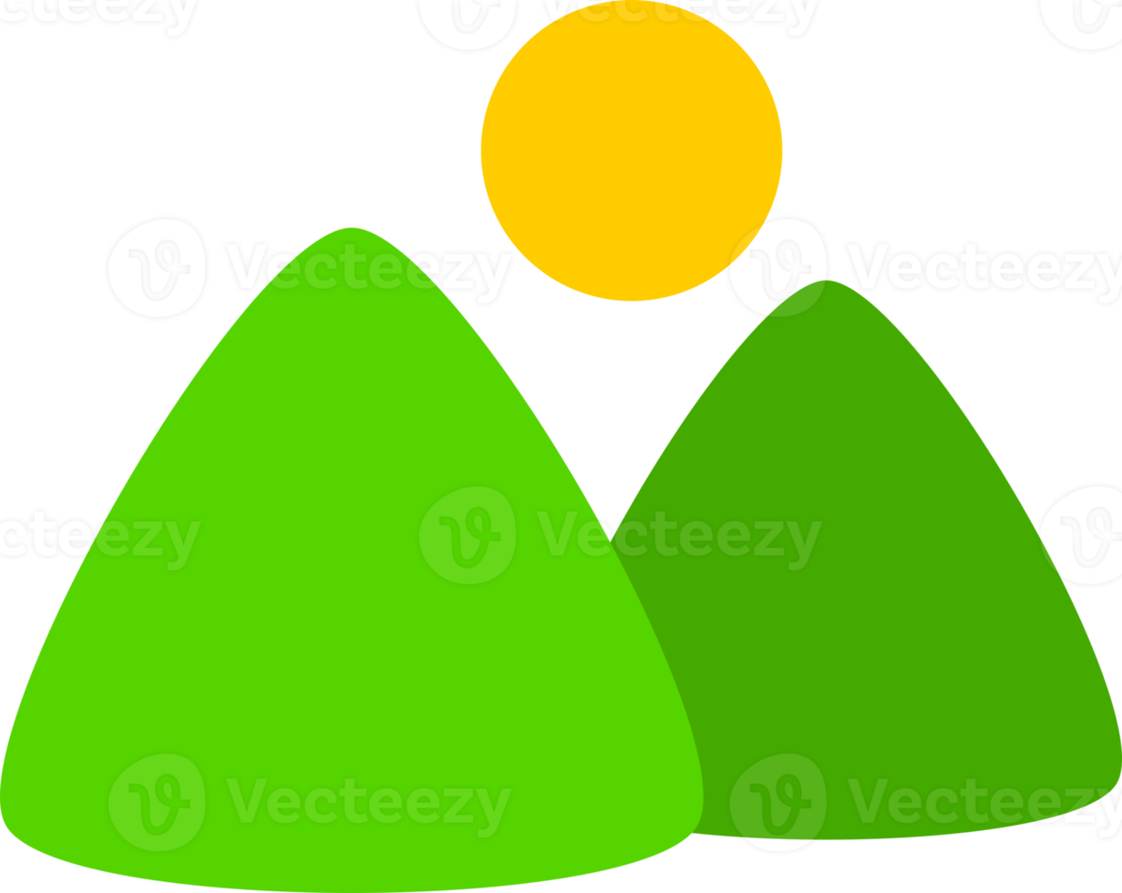verde triangolo montagna con sole luce del sole valle png
