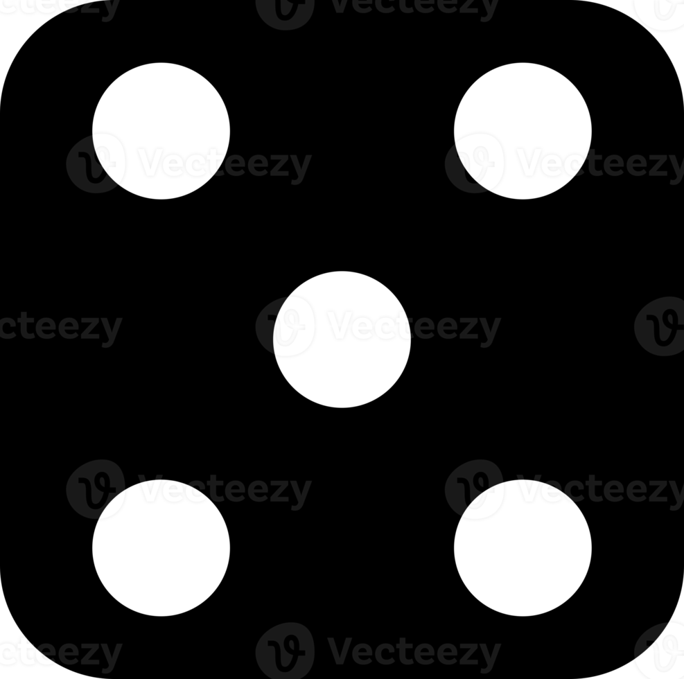 Black square face cube game dice icon png