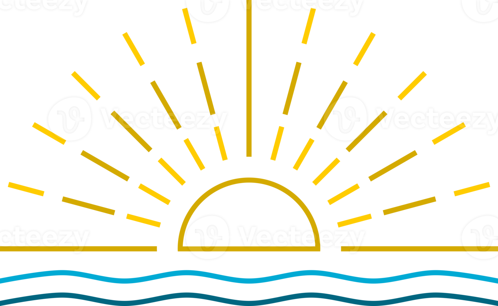 sun with sunlight ray and water wave ocean sea sunset or sunrise boho png