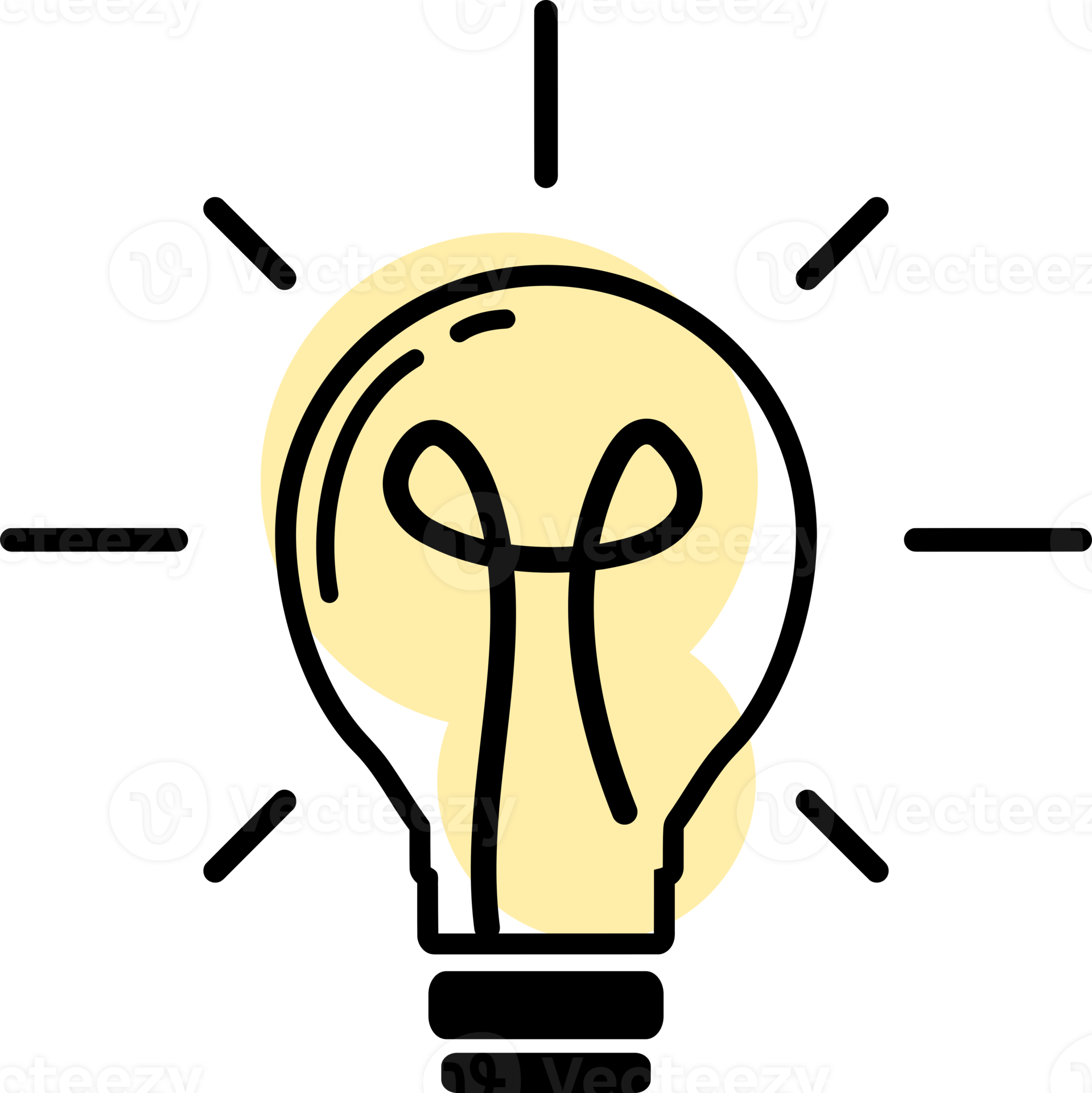 electric light bulb with light rays doodle icon 30754272 PNG