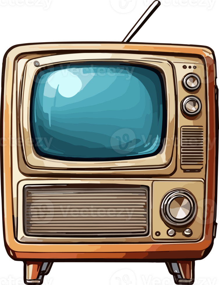 televisie toezicht houden op scherm retro wijnoogst ai generatief png