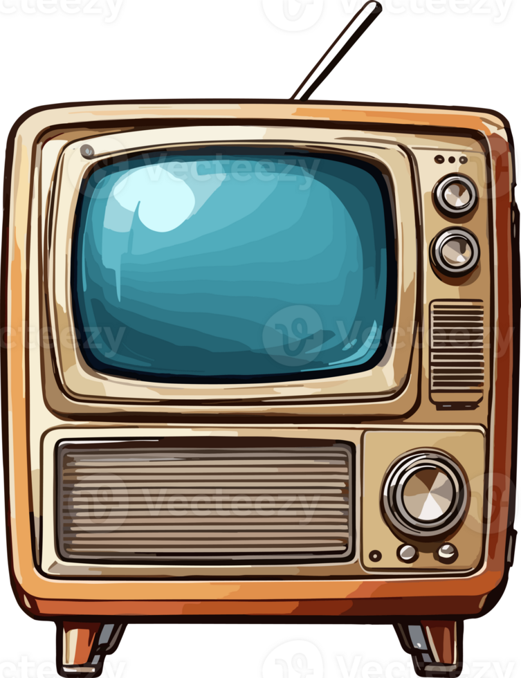 Television monitor screen retro vintage AI Generative png