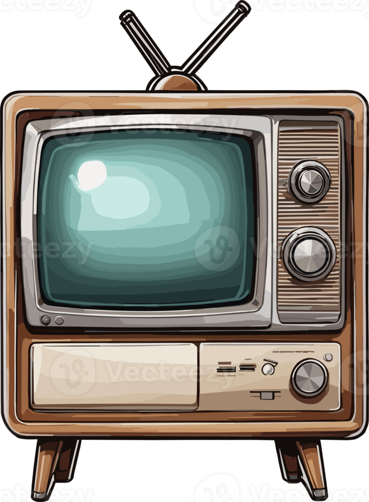 Television monitor screen retro vintage AI Generative png