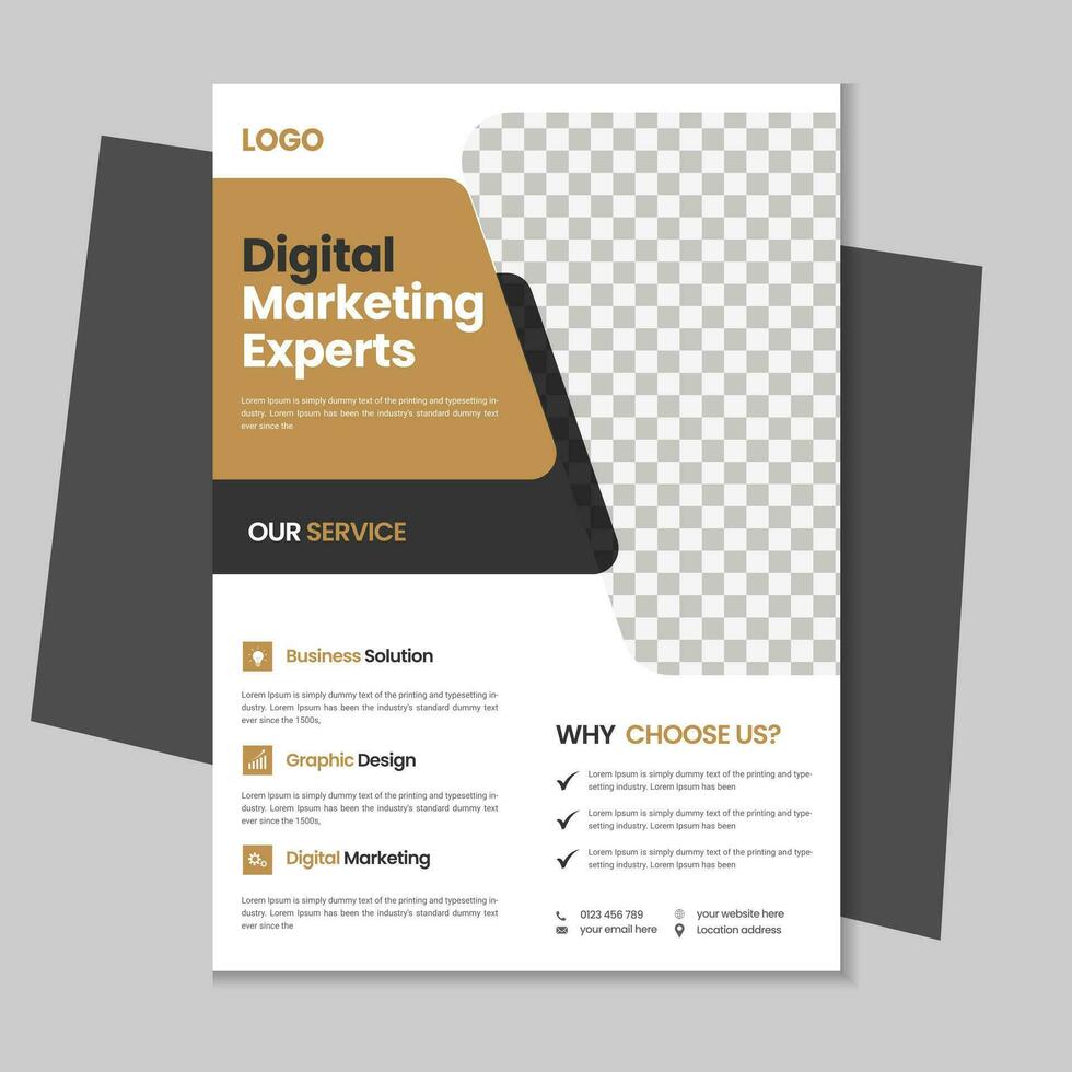 Free geometric vector shape and clean a4 flyer borchure template design, Corporate business flyer, Brochure design with mockup