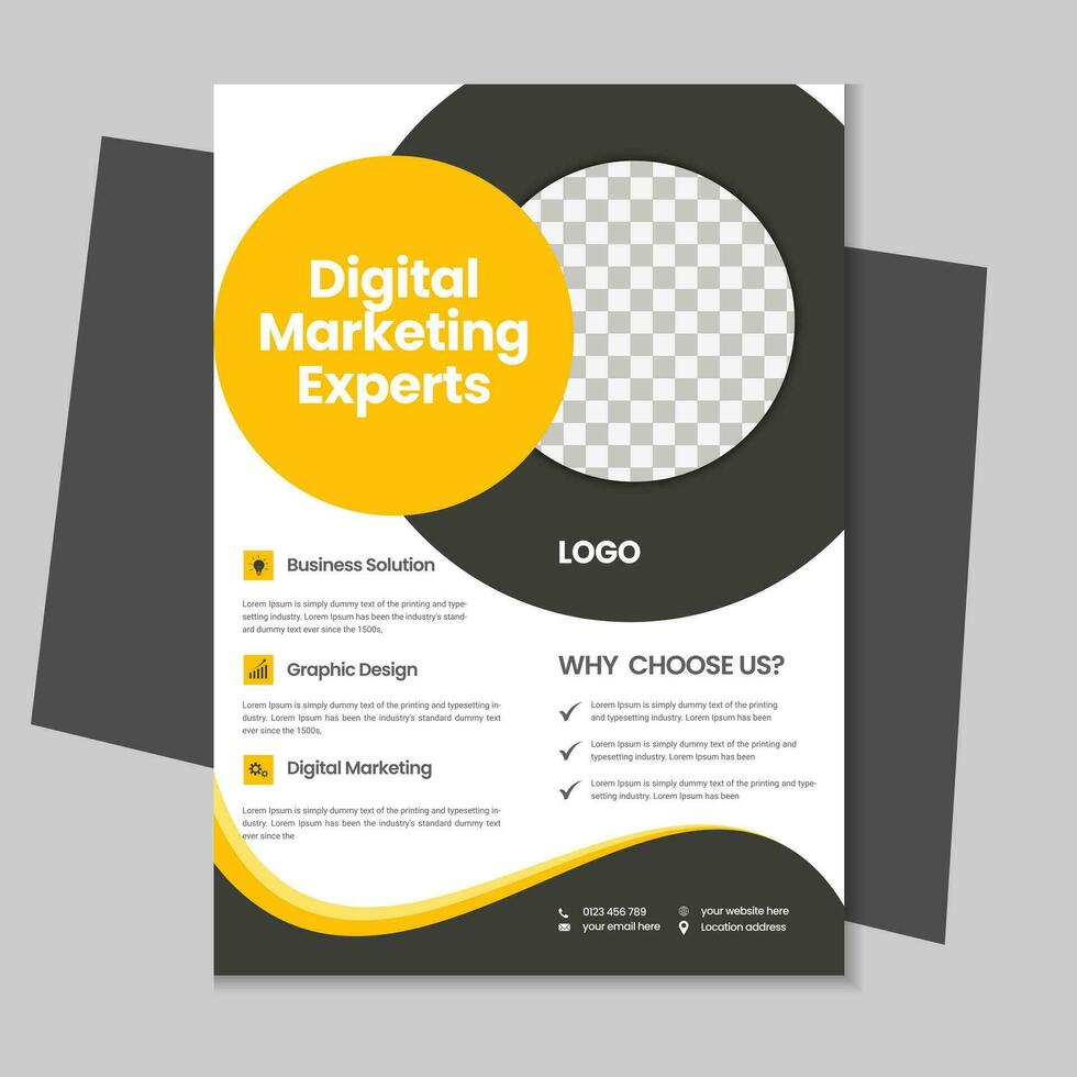 Free geometric vector shape and clean a4 flyer borchure template design, Corporate business flyer, Brochure design with mockup