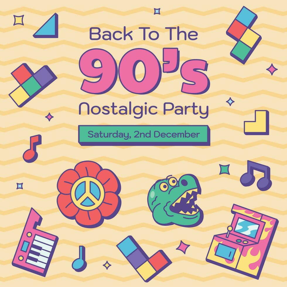 Promoting Nineties Nostalgic Party Post vector